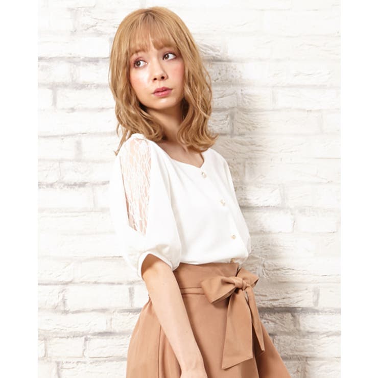 ナシポン袖レースいろいろボタン付TOPS[品番：INGW0005083]｜INGNI
