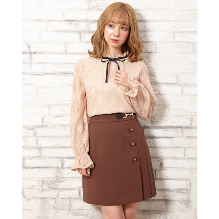 ビット付プリーツ切替台形/SK スカート 台形 ミニスカート ミニ 秋