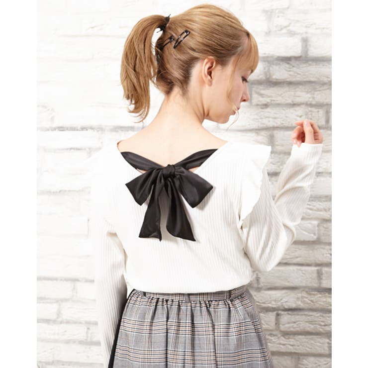 肩フリルBACKリボン長袖TOPS[品番：INGW0005295]｜INGNI （イング