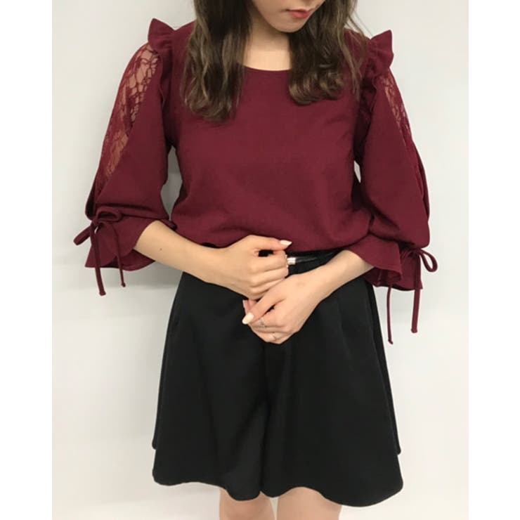 ナシポン肩フリル袖われレース7分袖[品番：INGW0005275]｜INGNI