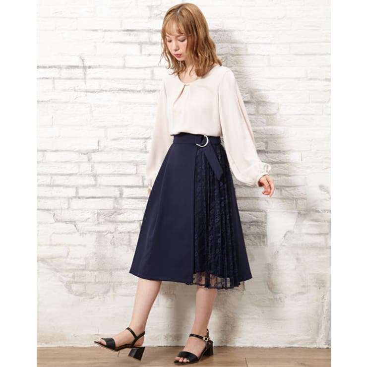 MIDI LACE PLEATS SKIRT / レースミディプリーツスカート MIDI LACE PLEATS SKIRT / レースミディプリーツスカート FEKETE