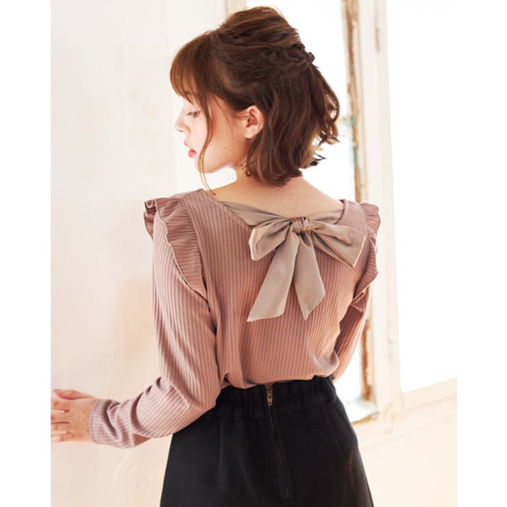 -さん専用✴︎ 肩フリルBACKリボン長袖TOPS[品番：INGW0005295]｜INGNI （イング