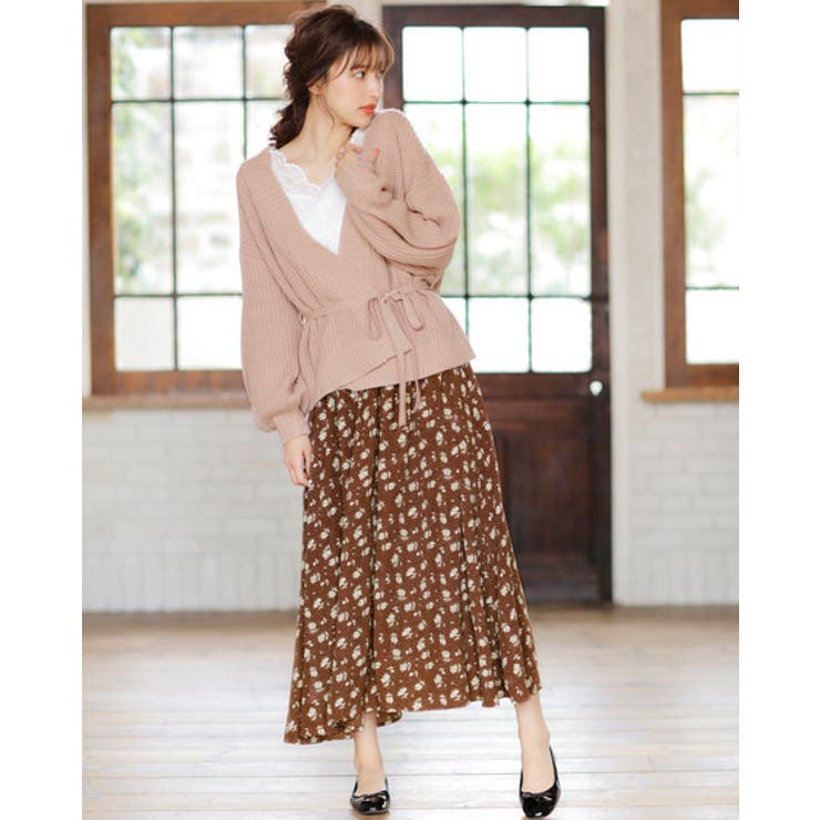 ドットフラワー柄ギャザーSK[品番：INGW0005553]｜INGNI （イング