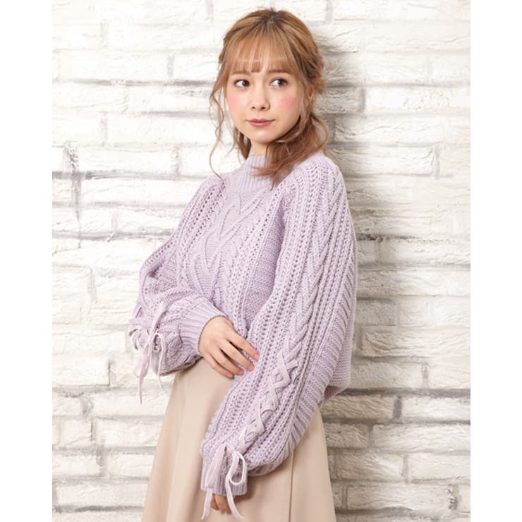 3Gケーブルモックネック袖レースUPニット[品番：INGW0005636]｜INGNI