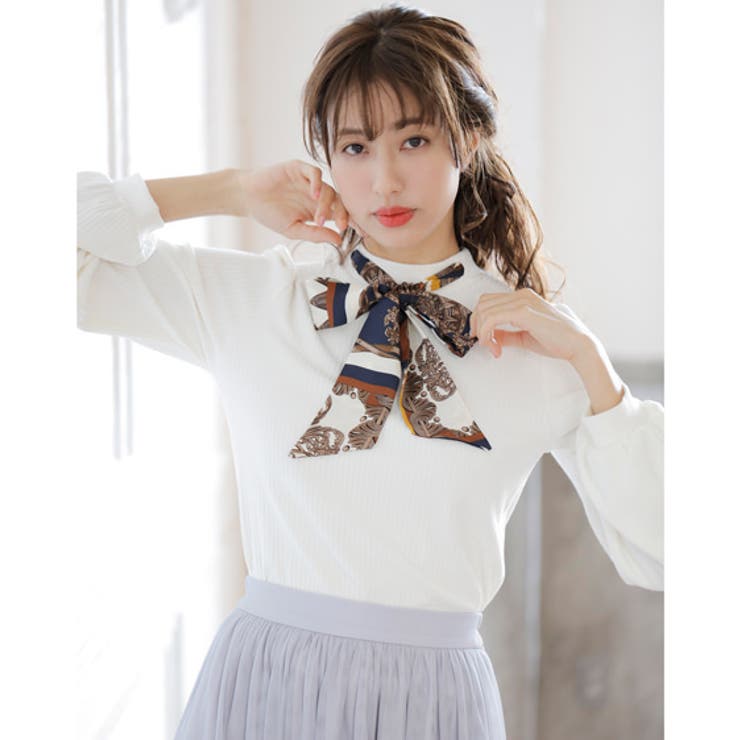 カバーリングリブスカーフ付トップス[品番：INGW0005807]｜INGNI  （イング）のレディースファッション通販｜SHOPLIST（ショップリスト）