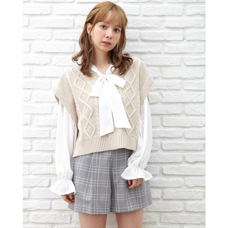 3Gケーブルニットベスト＆ボウタイブラウスSET | INGNI  | 詳細画像44 