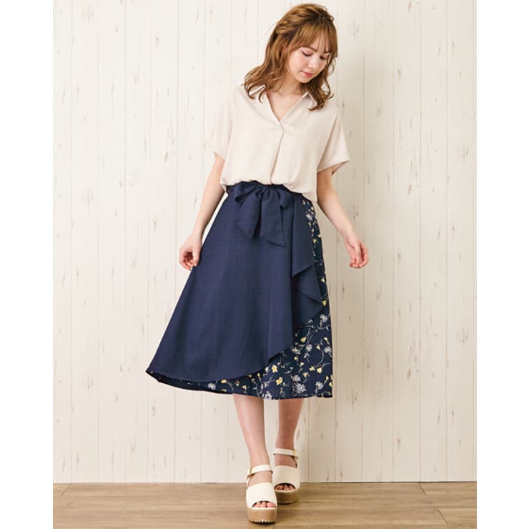 花柄切替ラッフルミディ/SK[品番：INGW0005703]｜INGNI （イング