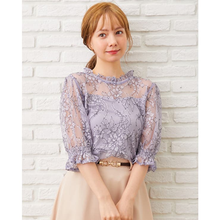 配色レースH/N半袖TOPS[品番：INGW0006104]｜INGNI （イング）の 