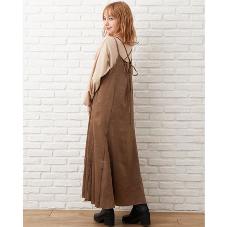 back ribbon サテンキャミドレス　ナチュラル 38 back ribbon サテンキャミドレス ナチュラル 38