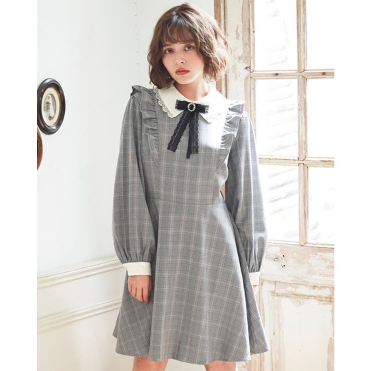 ブローチ付配色チェック Op 品番 Ingw Ingni イング のレディースファッション通販 Shoplist ショップリスト