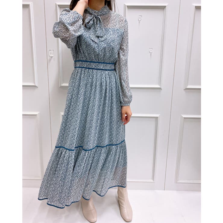 花柄ボウタイ配色op 品番 Ingw Ingni イング のレディースファッション通販 Shoplist ショップリスト