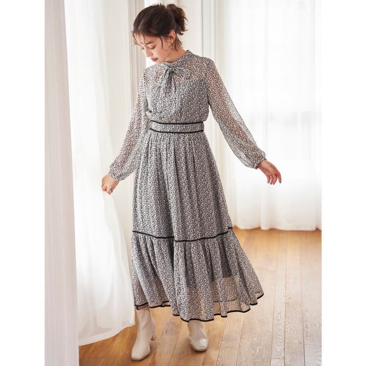 花柄ボウタイ配色op 品番 Ingw Ingni イング のレディースファッション通販 Shoplist ショップリスト