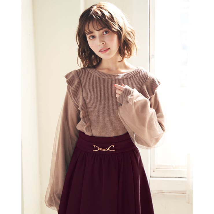 7G袖チュールフリルニット[品番：INGW0006435]｜INGNI （イング