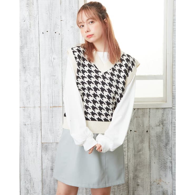 千鳥柄ニットベスト[品番：INGW0007388]｜INGNI （イング）の
