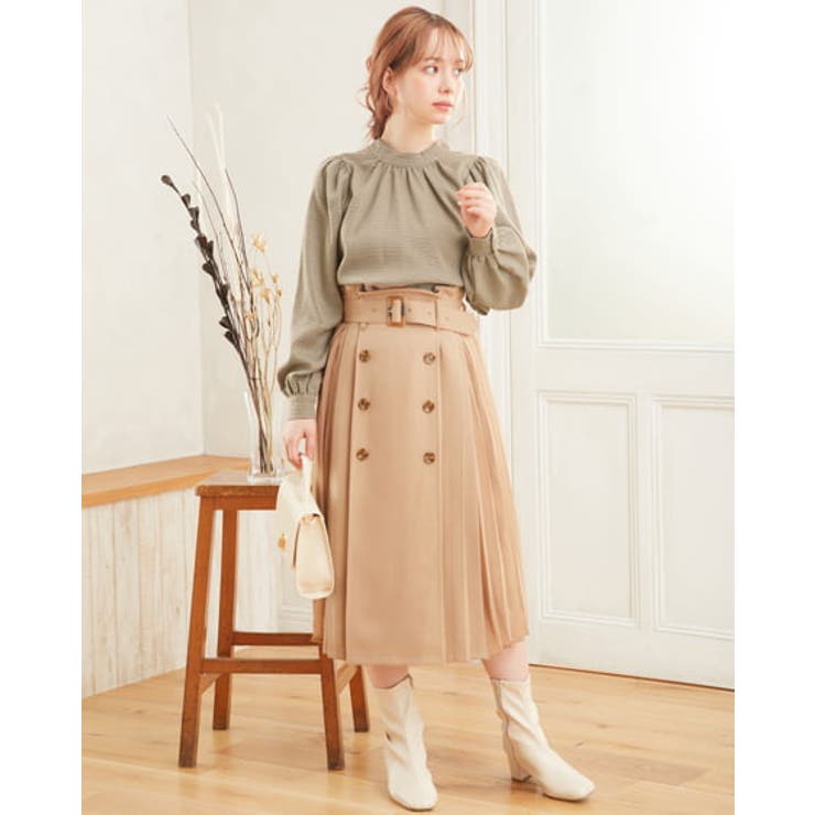 ううと CU/ TWILL LACE DESIGN PT LACE UP BLOUSE(XS Navy): Vintage 1.1｜THE