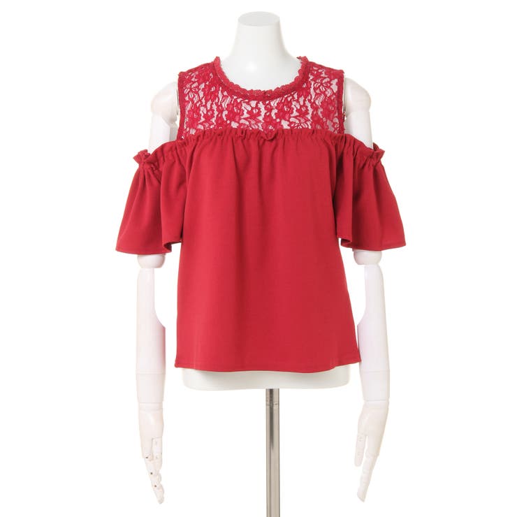 d.i.a. GAL LIPSERVICE レース長袖トップス 赤 tシャツ 2way lace top／2wayレーストップス レディース