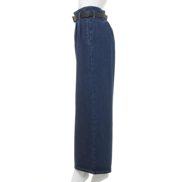 ベルト付グレーワイドデニムパンツ・p577465