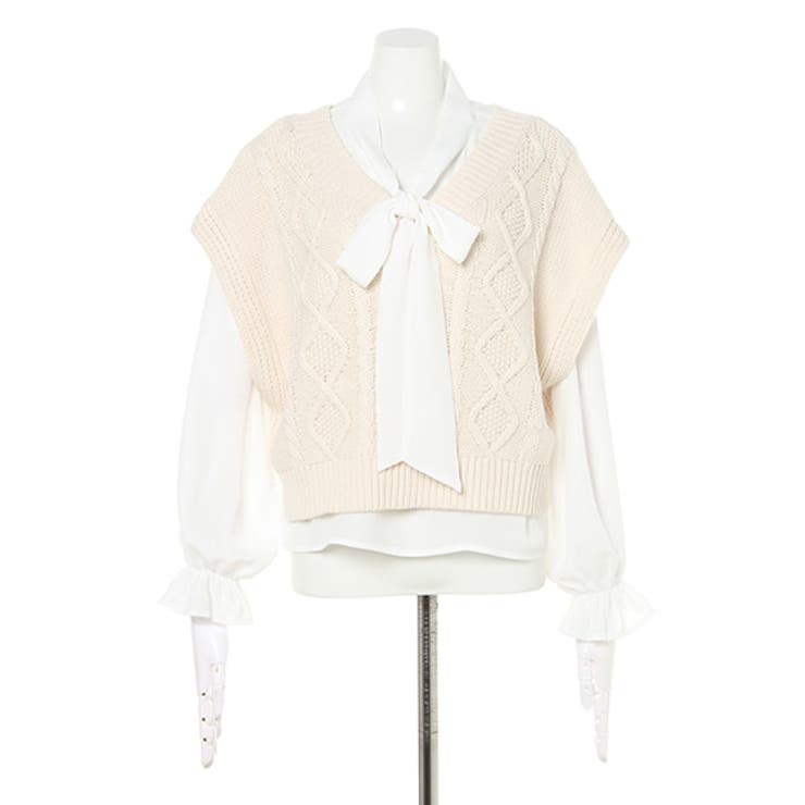 3Gケーブルニットベスト＆ボウタイブラウスSET | INGNI  | 詳細画像11 