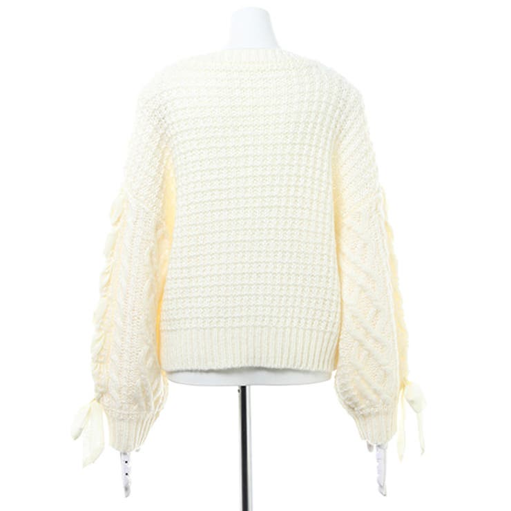 3G袖レースアップリボンケーブルニット[品番：INGW0006487]｜INGNI