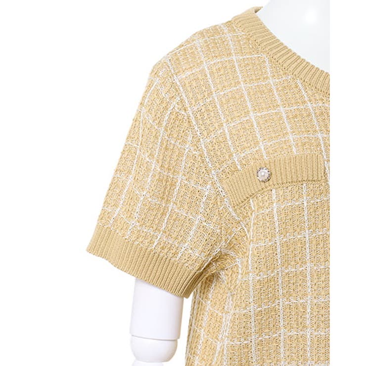 Hdxuly（ハディクリー） ツイードニット NEW ARRIVAL ツイードニットZIP カーディガン Color : WH.BK