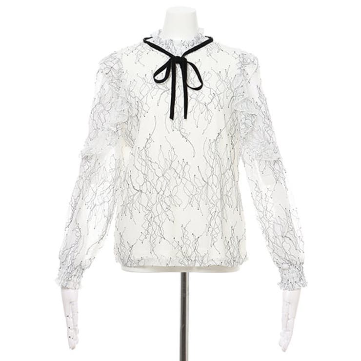 肩フリルリボン付レースTOPs[品番：INGW0008824]｜INGNI