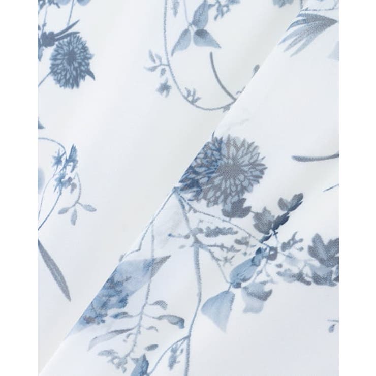 袖フリル花柄シアー5分袖/BL[品番：INGW0009288]｜INGNI （イング