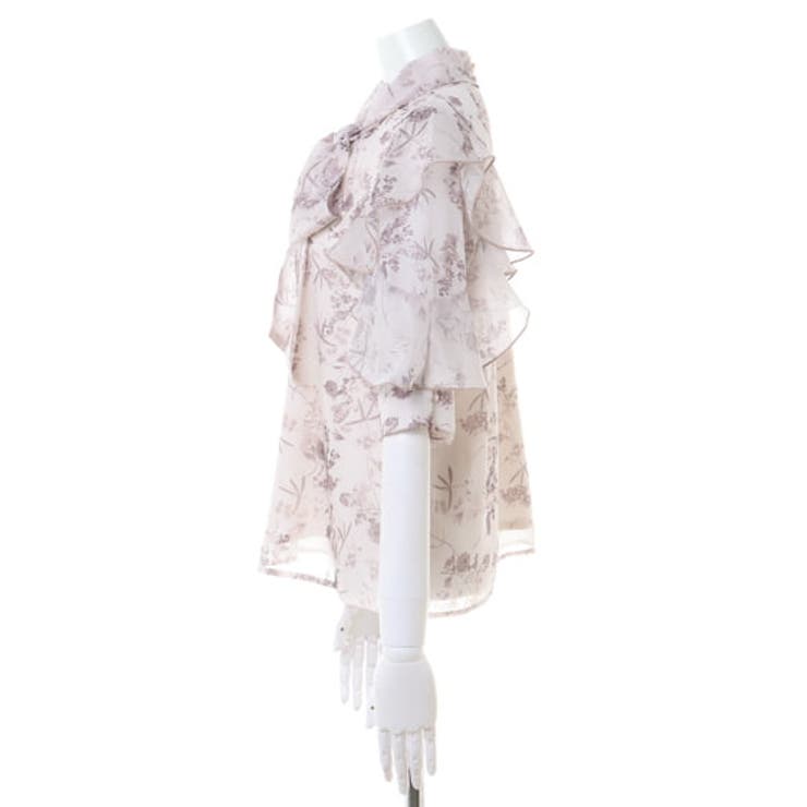 袖フリル花柄シアー5分袖/BL[品番：INGW0009288]｜INGNI （イング