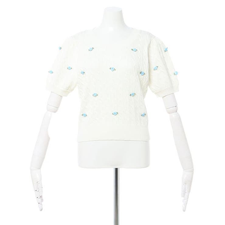 12Gフラワーケーブル半袖ニット | INGNI  | 詳細画像2 