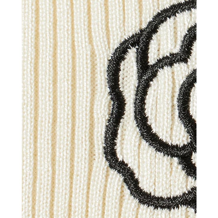 【個性派古着】デザインニット　麻入り　豪華刺繍入り　エンブレム風　白　M コード刺繍メッシュNT[品番：RTGW0008896]｜RETRO GIRL（レトロ