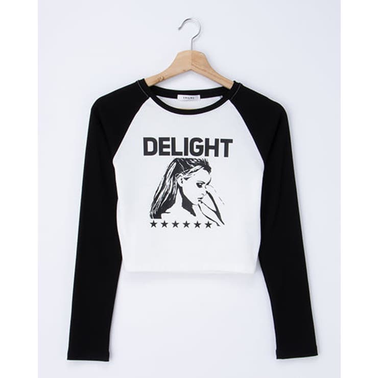 オフホワイト/クロ | ガールプリントテレコラグランチビ長袖T | INGNI 