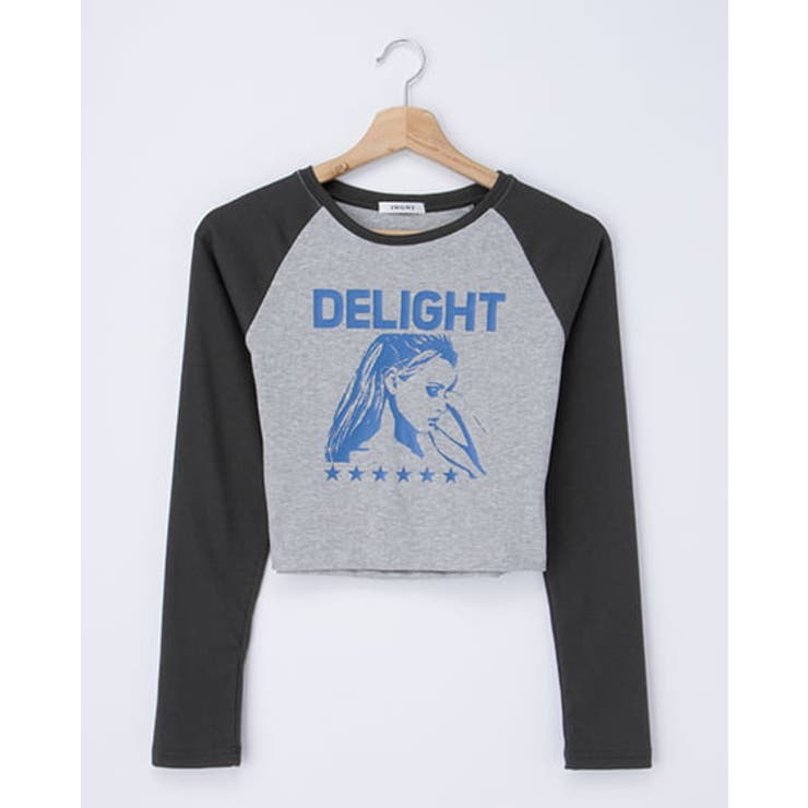 ライトグレー/キナリ | ガールプリントテレコラグランチビ長袖T | INGNI 