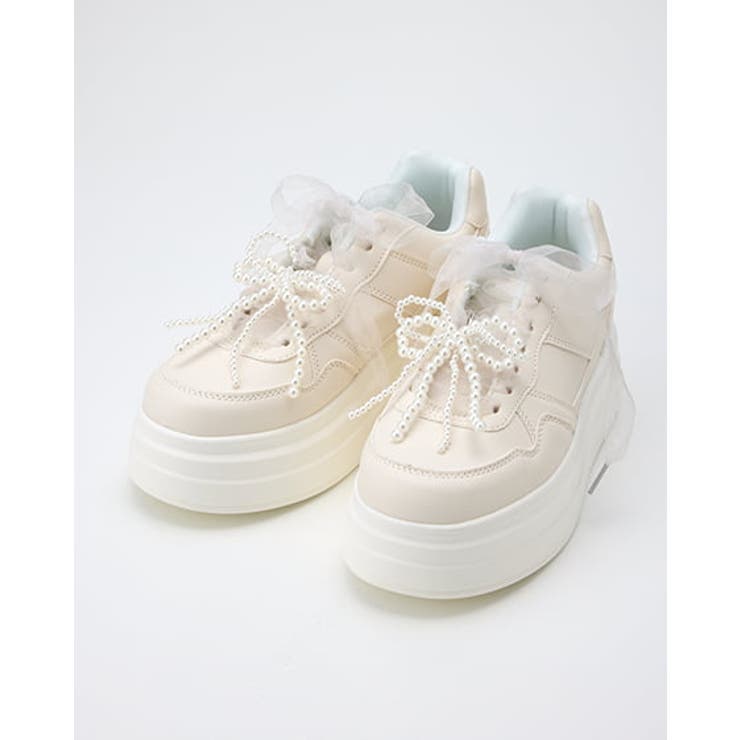 オフホワイト | プラットフォームコートスニーカー | INGNI 