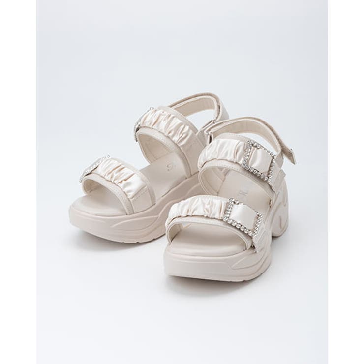 アイボリー | 厚底ビジューバックルサンダル | INGNI 