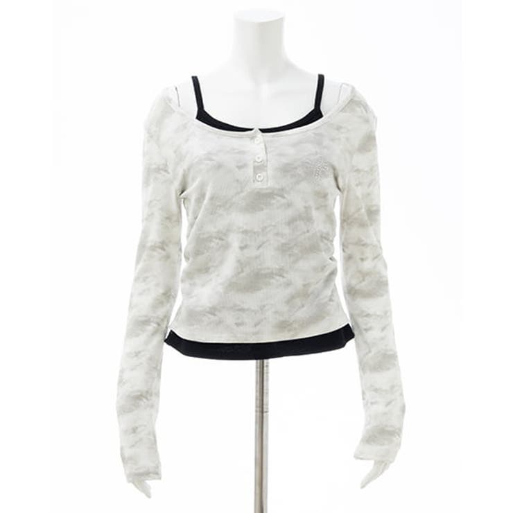 ムラ染めヘンリーNレイヤード胸クロスTOPs | INGNI  | 詳細画像2 