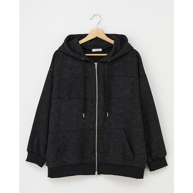 クロ | ムラ染め貼付ロゴZIPパーカー | INGNI 