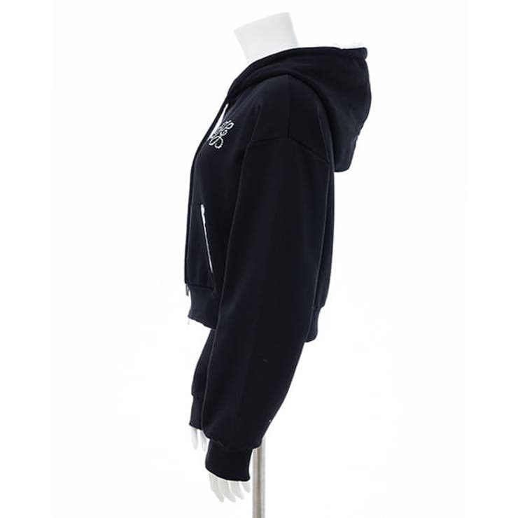 レース付胸ロゴ裏毛ショートZIPパーカー | INGNI  | 詳細画像3 