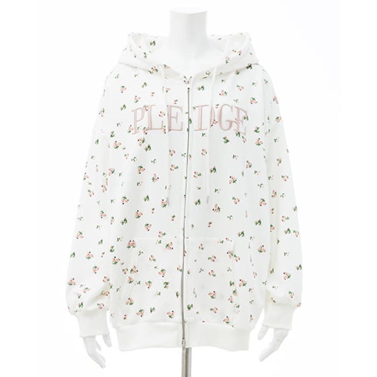 花柄胸ロゴ裏毛ZIPパーカー | INGNI  | 詳細画像6 