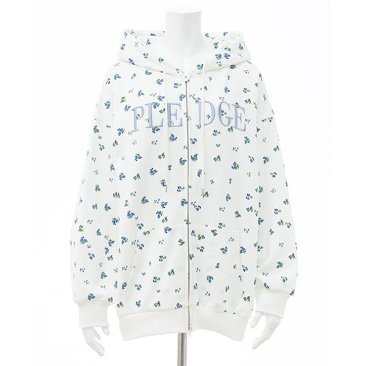 花柄胸ロゴ裏毛ZIPパーカー | INGNI  | 詳細画像2 