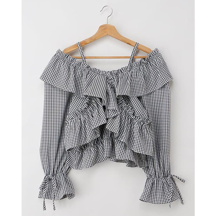 クロ/ギンガム | クロスフリルオフショルBL | INGNI 