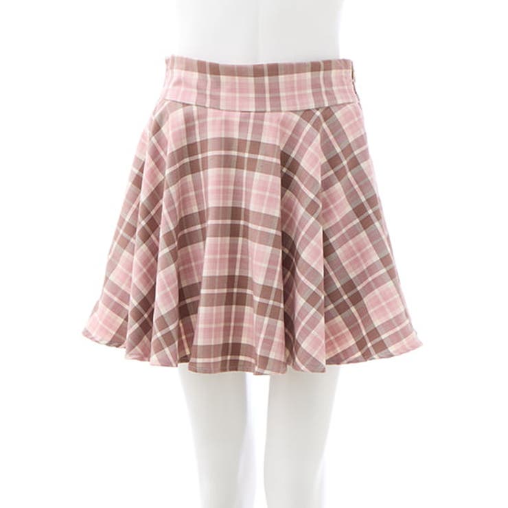 ピンク/チェック | Backリボンチェック柄フレアスカパン | INGNI 