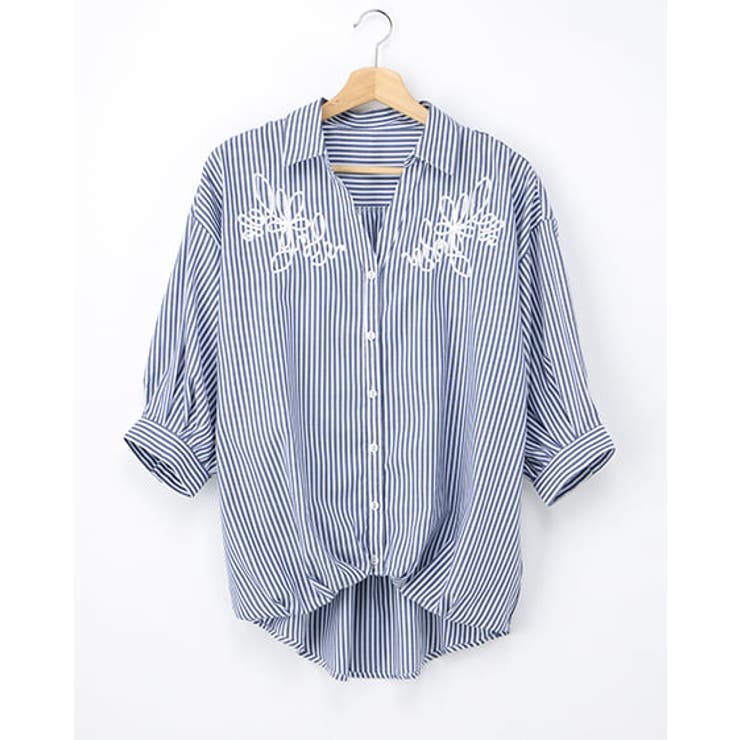 コン/ストライプ | 【WEB限定】コード刺繍タケノコシャツ | INGNI 