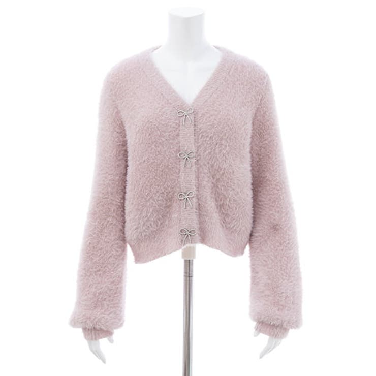 【WEB限定アイテム】Vネックリボン釦フェザーニットカーディガン | INGNI  | 詳細画像2 