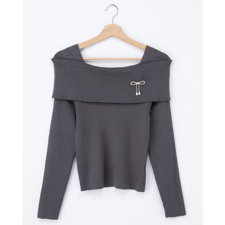 12Gブローチ付オフショルニット | INGNI  | 詳細画像1 