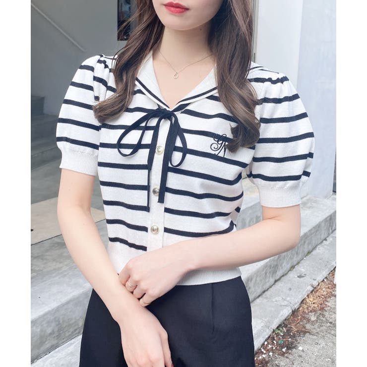 12Gセーラーカラー配色ニットカーディガン | INGNI  | 詳細画像2 