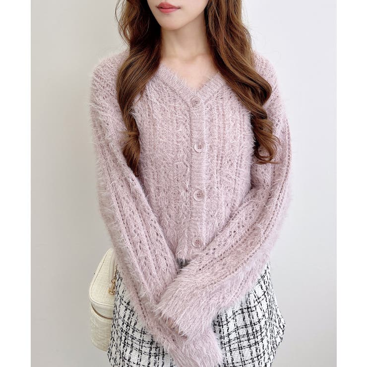 5Gフェザーヤーン透かし柄ニットカーディガン | INGNI  | 詳細画像8 