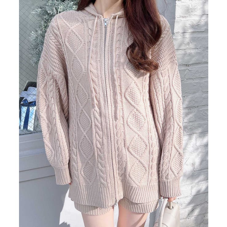 ベージュ | ケーブルBIGニットパーカー | INGNI 