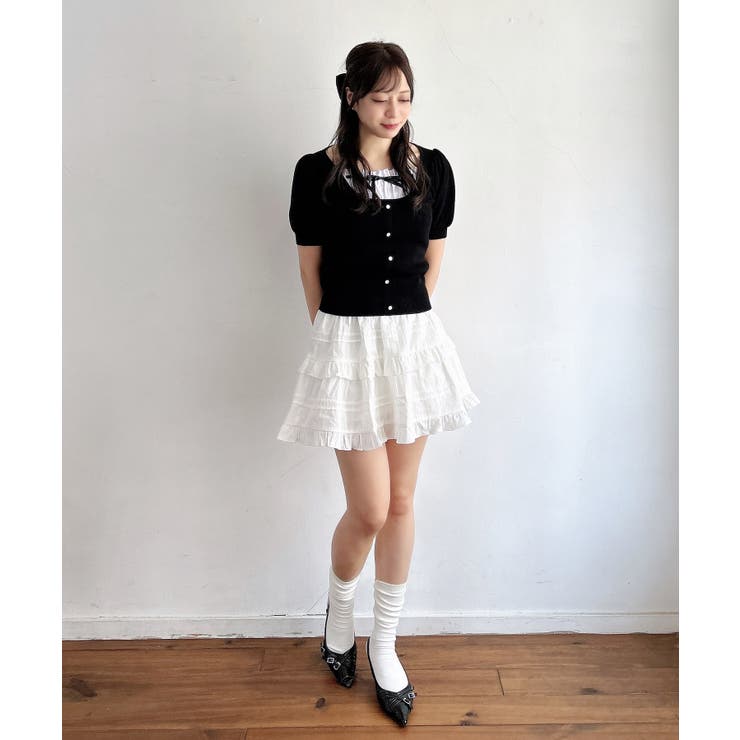 SSK17895 レースバンディングフリルカンカンスカートパンツ ミニ