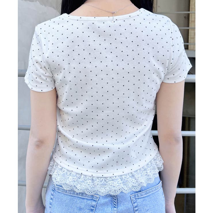 レースレイヤード風リボン付きリブTOPs | INGNI  | 詳細画像12 