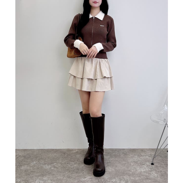 12Gリブ フェザー衿ダブルジップニットカーディガン | INGNI  | 詳細画像11 