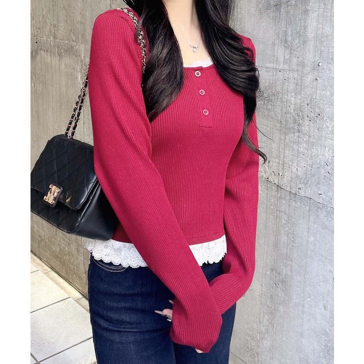 12Gヘンリーネックフリルレース付ニット | INGNI  | 詳細画像15 